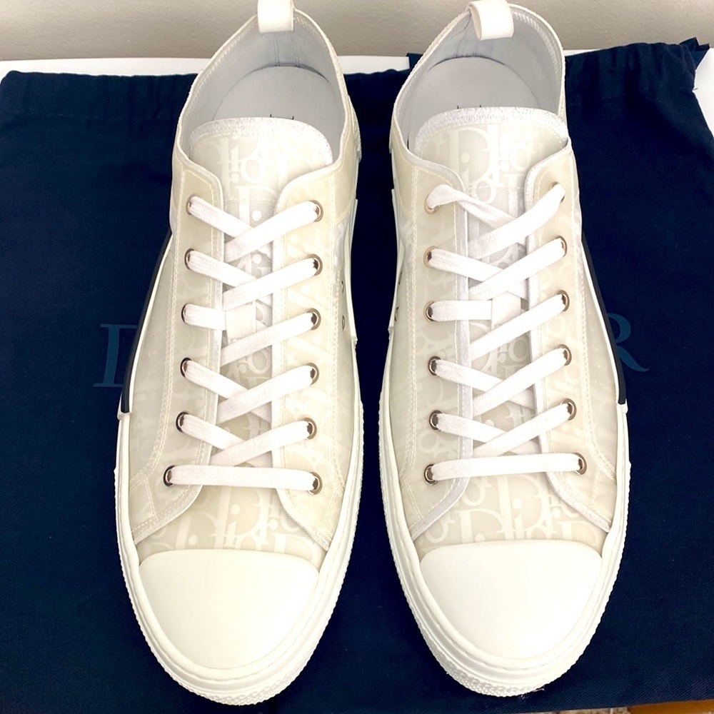 Dior White Oblique Canvas B23 Low-Top Sneaker Size 16 - Picture 5 of 12
